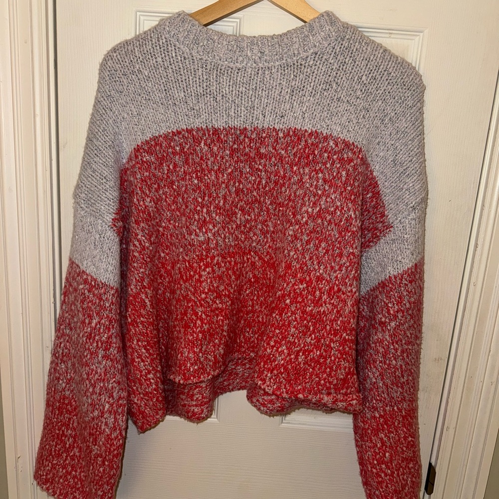 Sincerely Jules Red and Gray Crew Neck Sweater